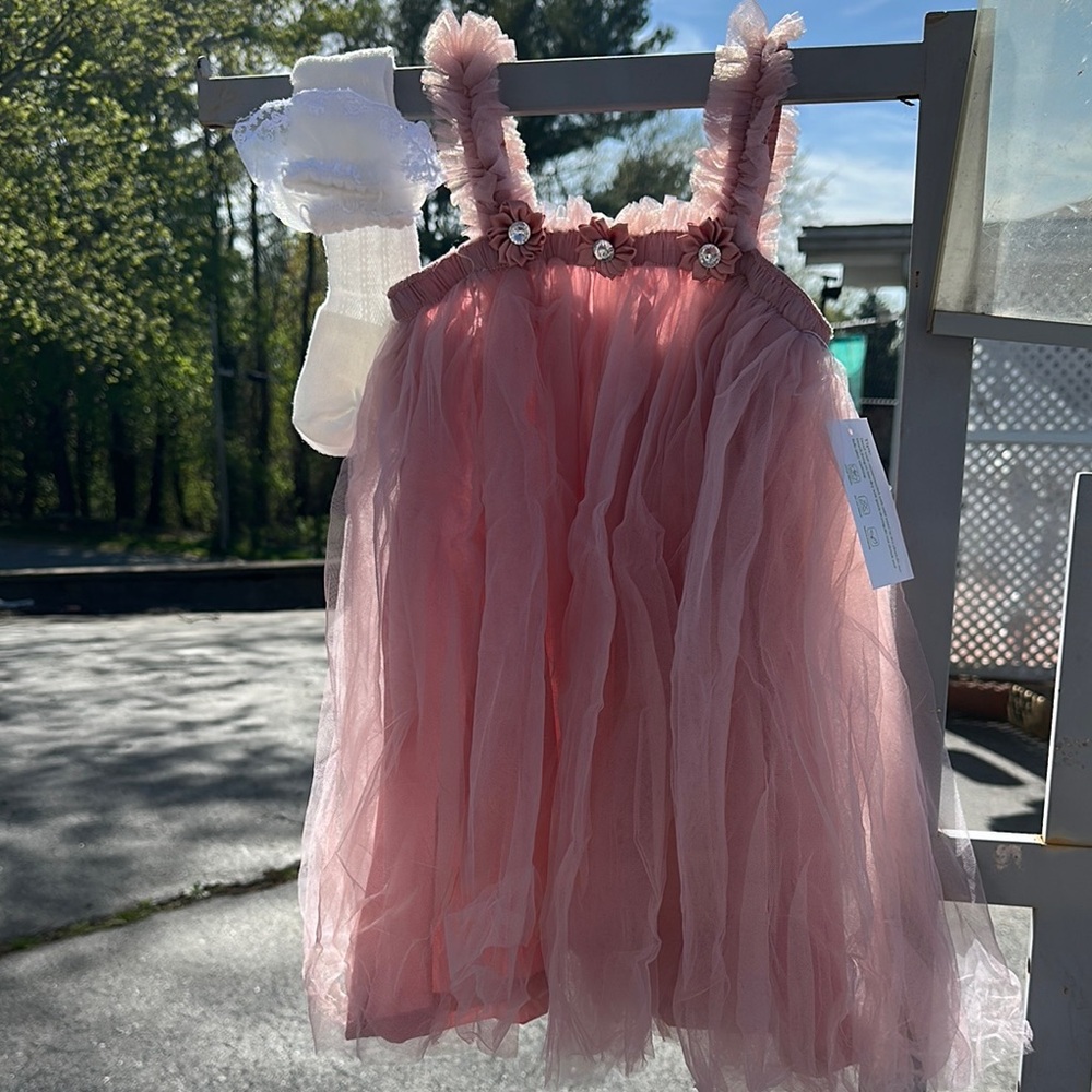 Pink Sleeveless Spaghetti Strap Sundress for Wedding Guest